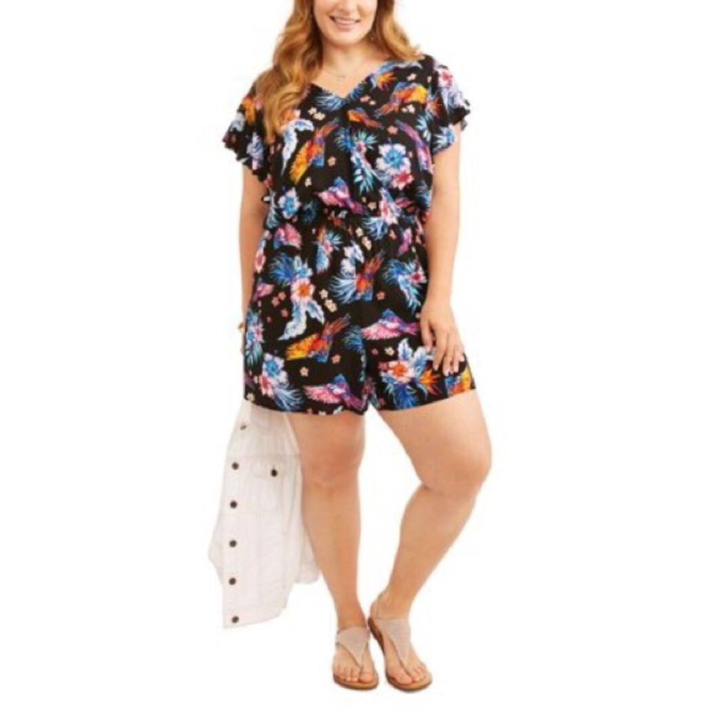 Terra & Sky Plus Size Floral Romper